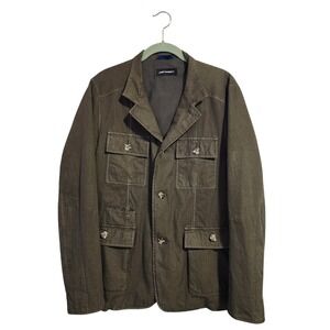 JOHN BARRITT Military Utility Blazer Jacket‎ Olive Green Safari Workwear Jacket